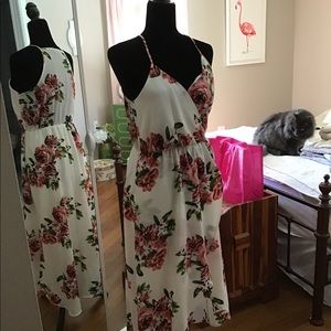 Hello Spring! floral rose and cream dress